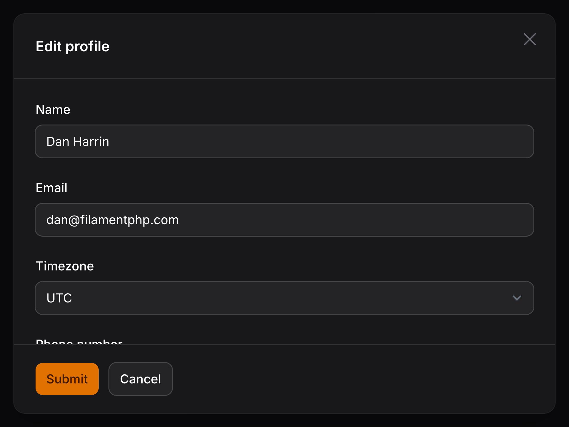 Modal with sticky header and footer