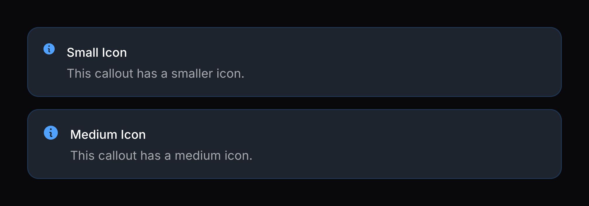 Callouts with different icon sizes