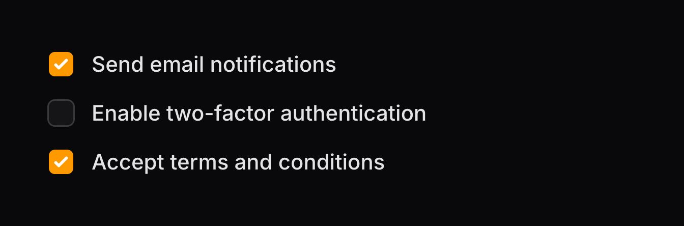 Checkboxes with labels