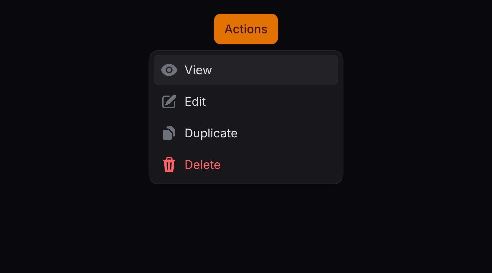 Dropdown items with icons