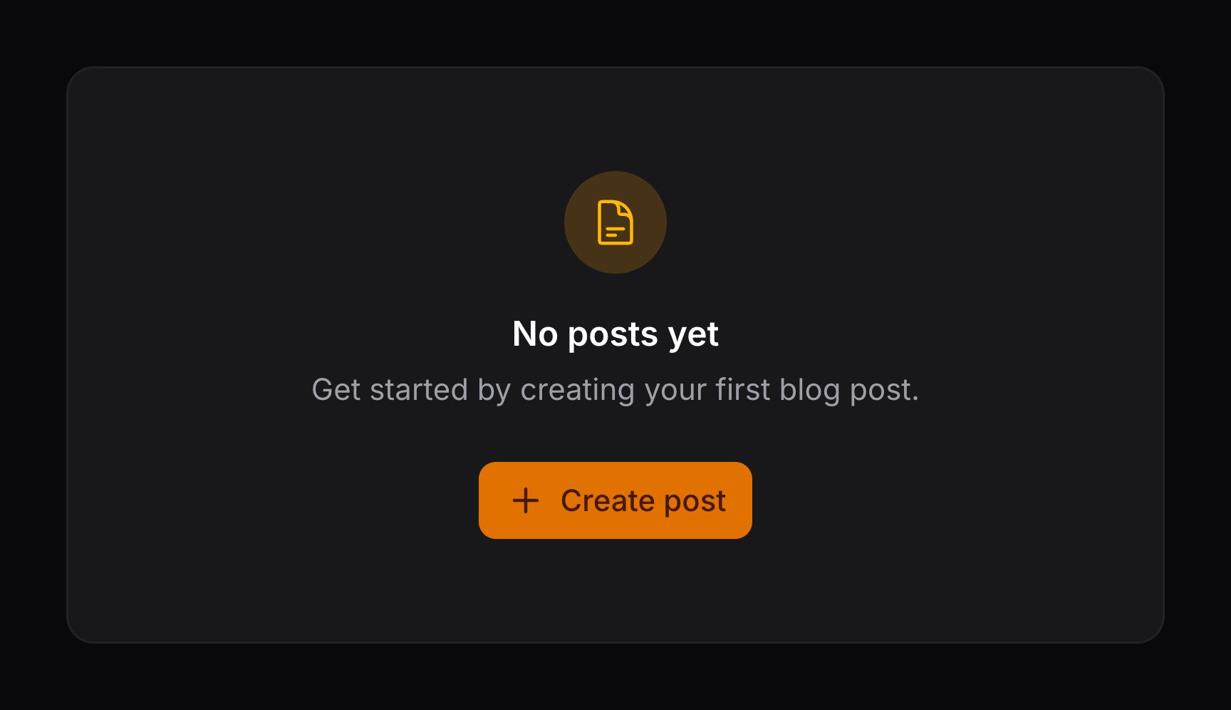 An empty state with footer actions