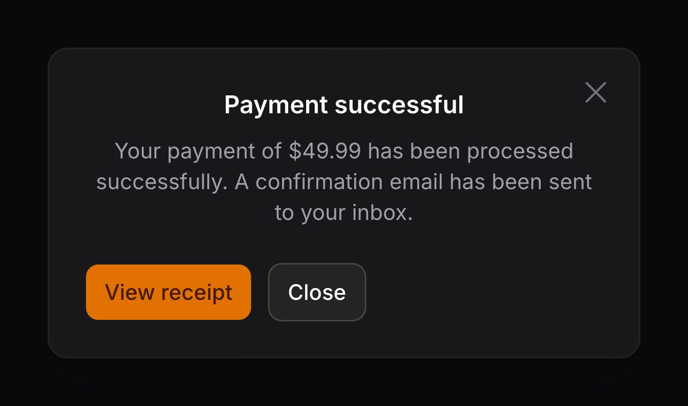 A modal with center-aligned content