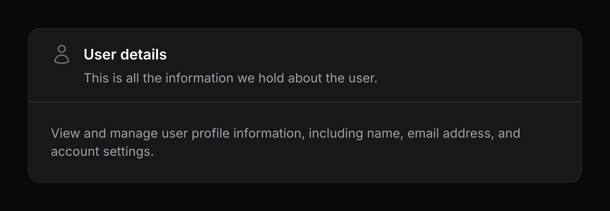 A section with a description and icon