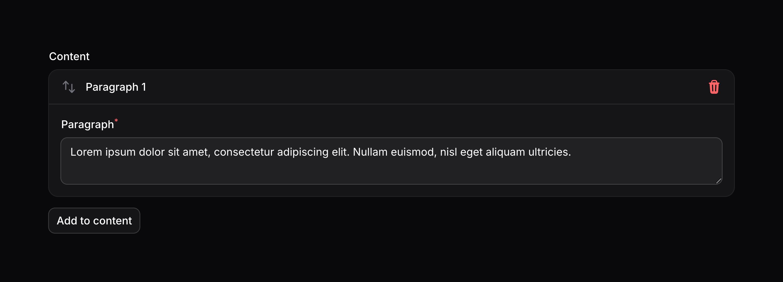 Builder with add action aligned to the start