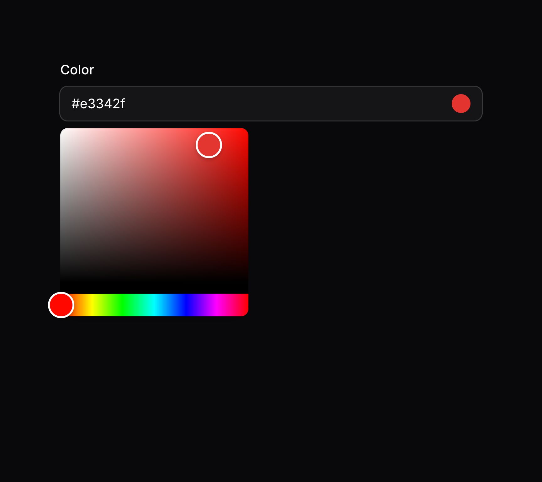 Color picker with panel open