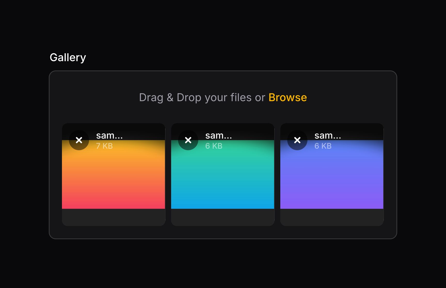 File upload with grid layout