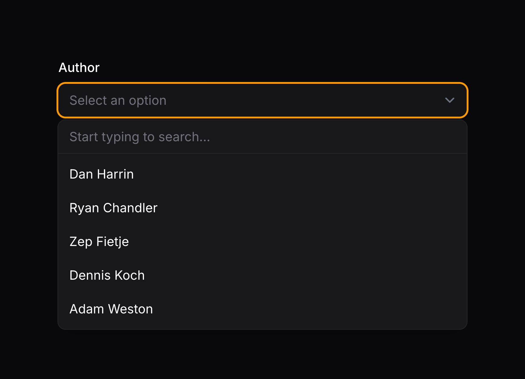 Searchable select