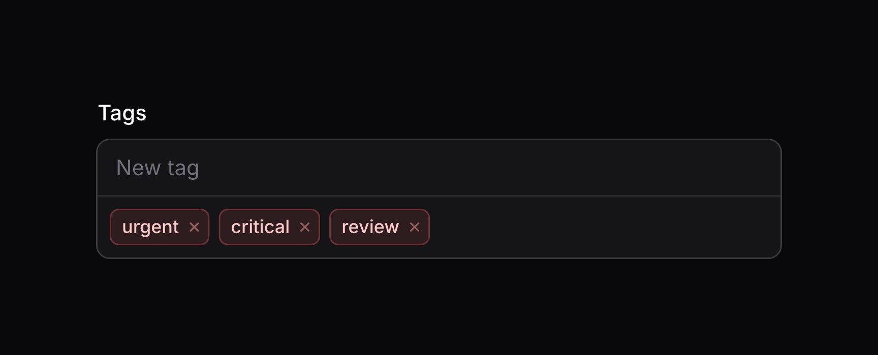 Tags input with colored tags
