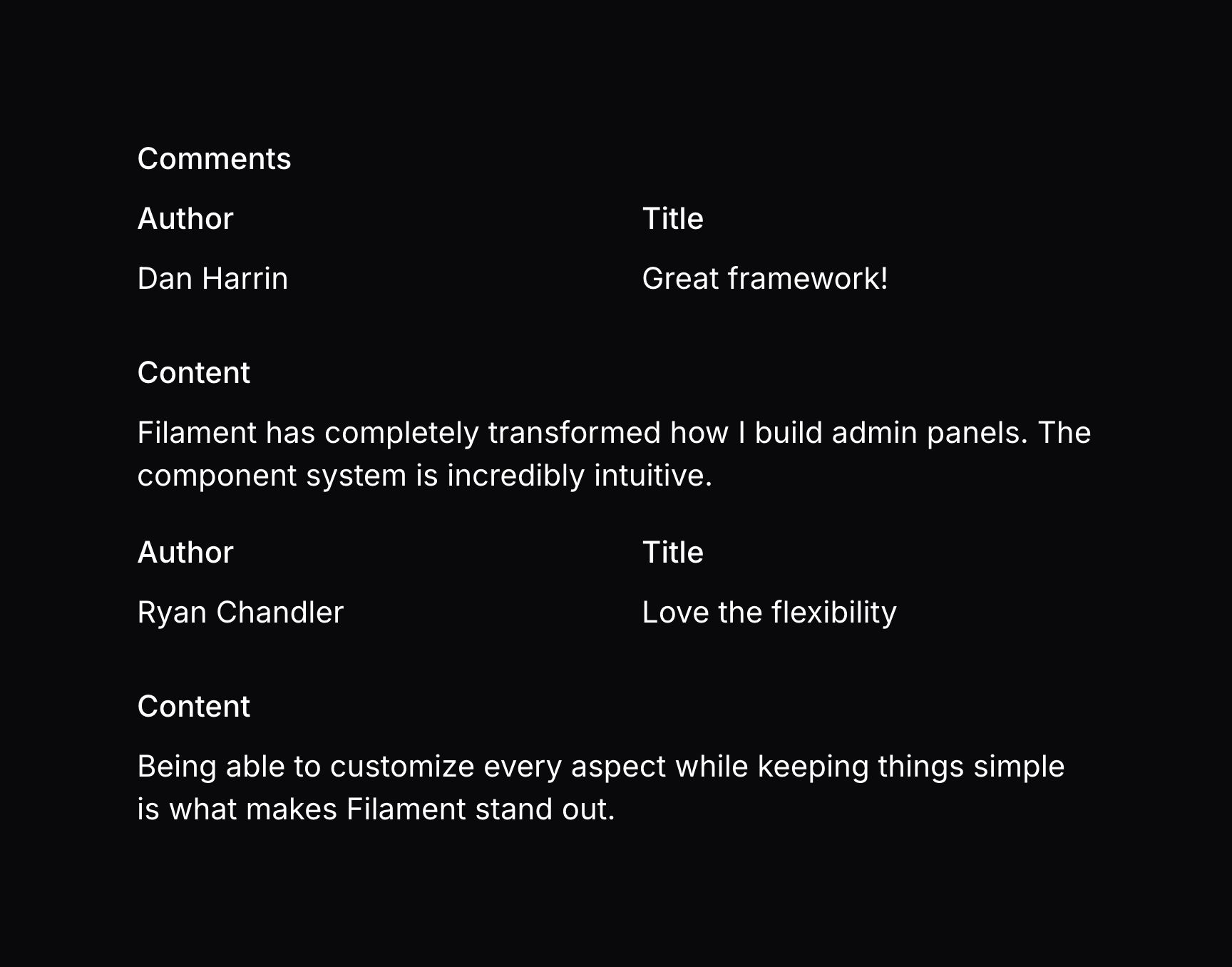Repeatable entry without styled container