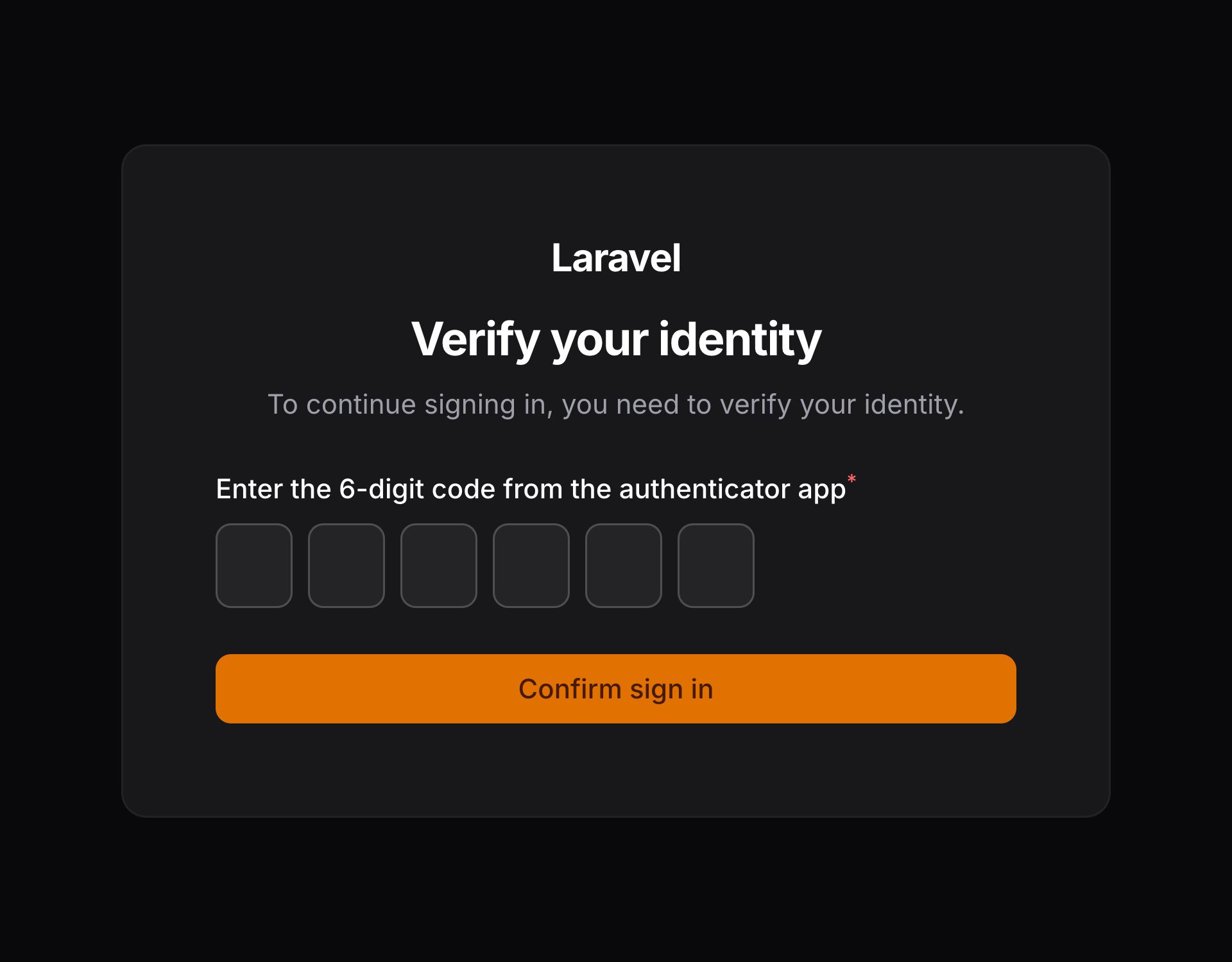 The multi-factor authentication challenge page