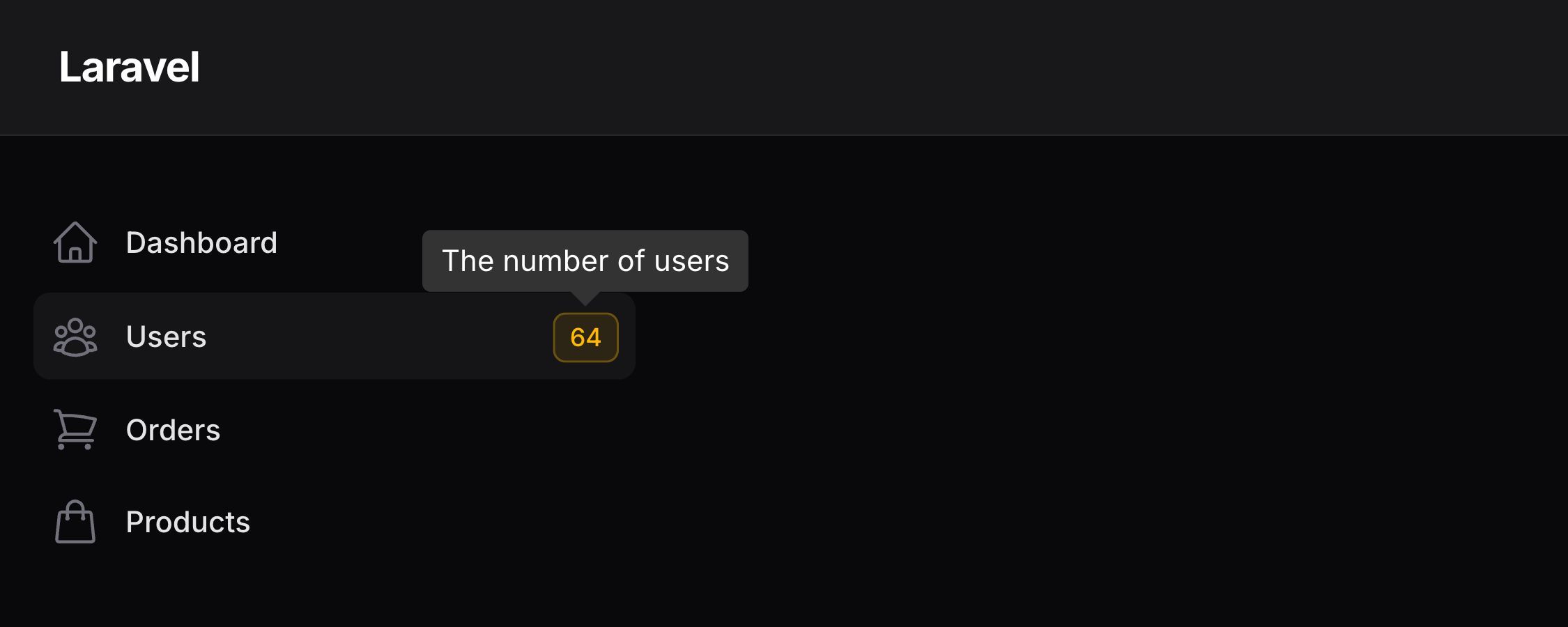 Navigation item with badge tooltip