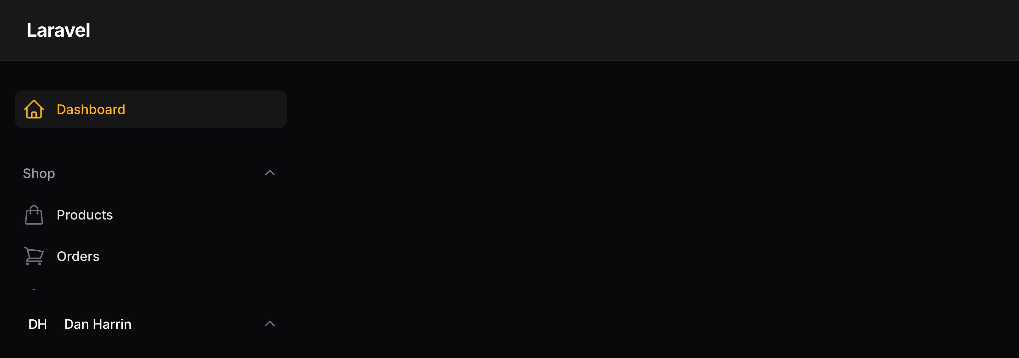 User menu moved to the sidebar