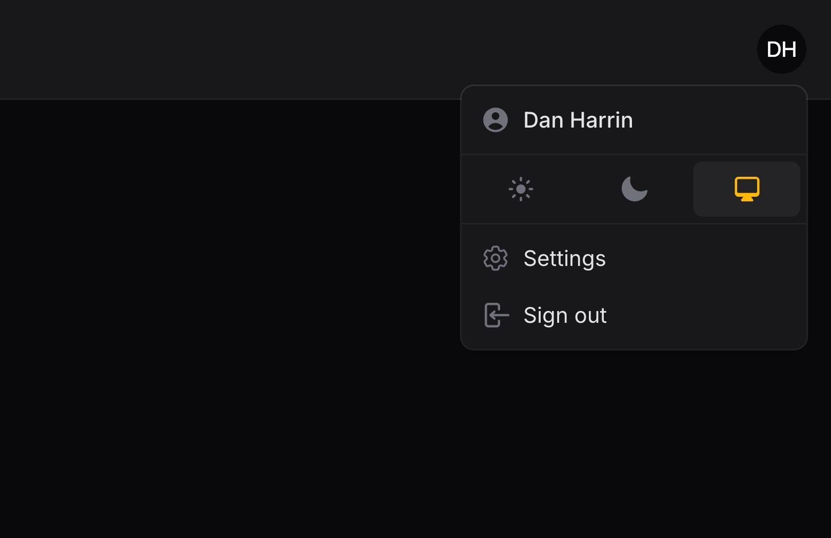 User menu with custom menu item