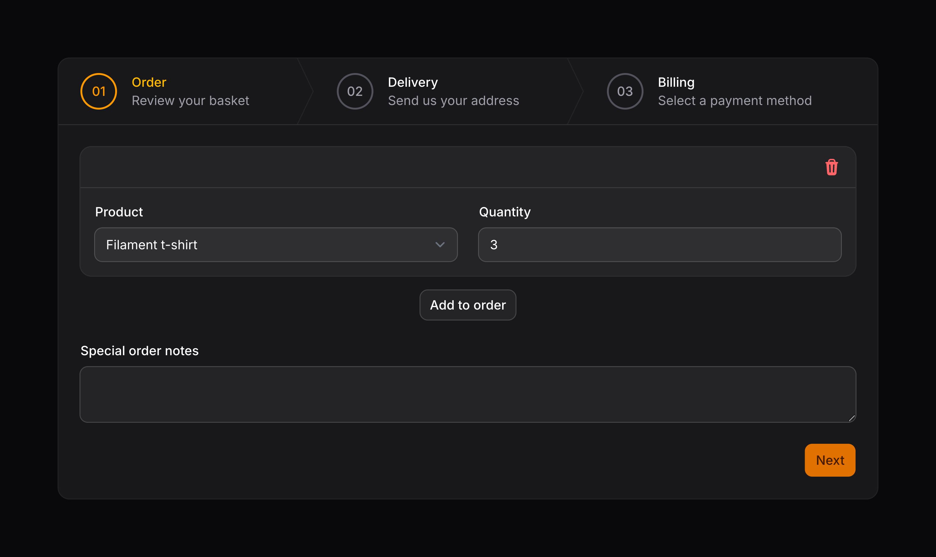 Wizard with step descriptions