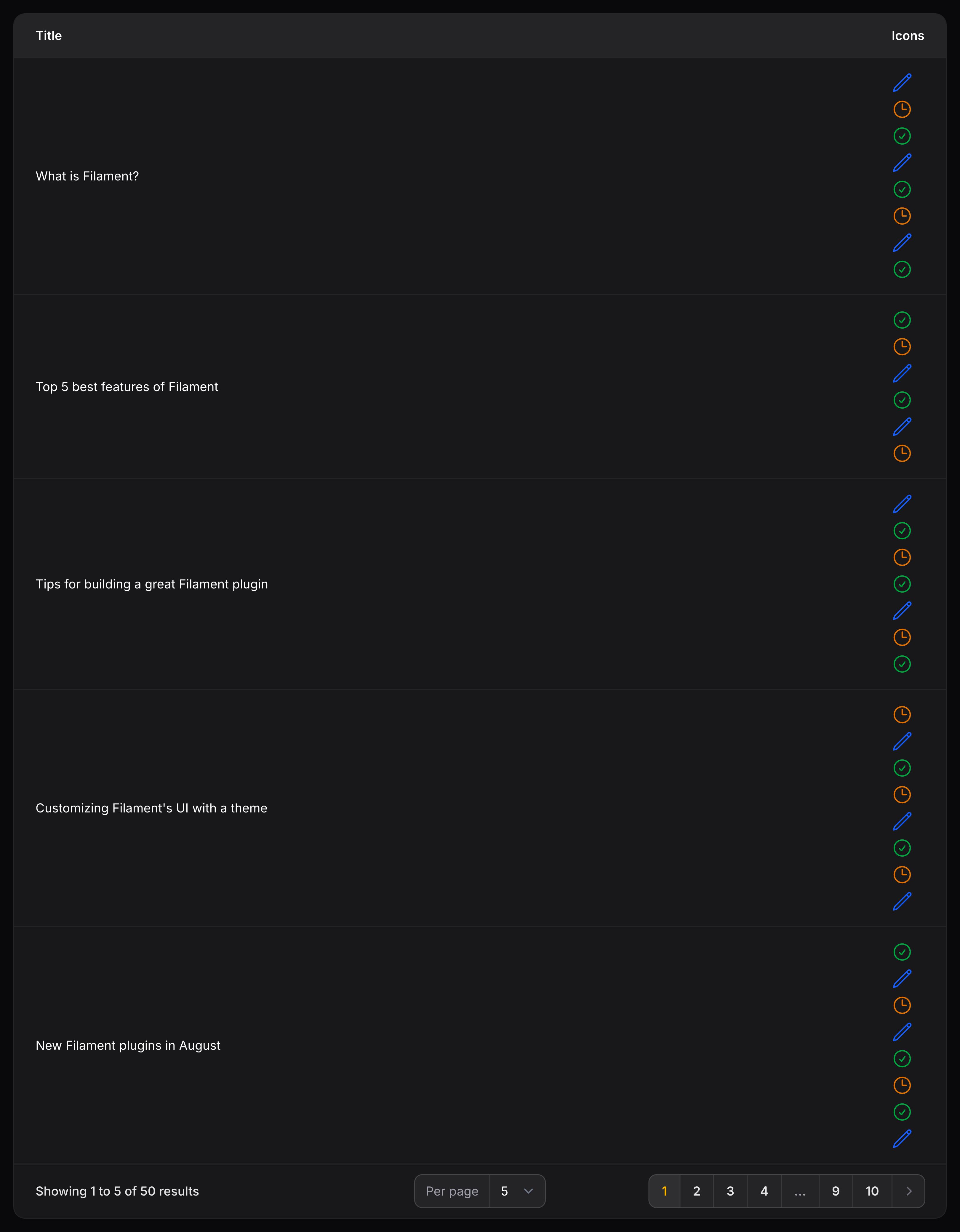 Icon column with wrapping