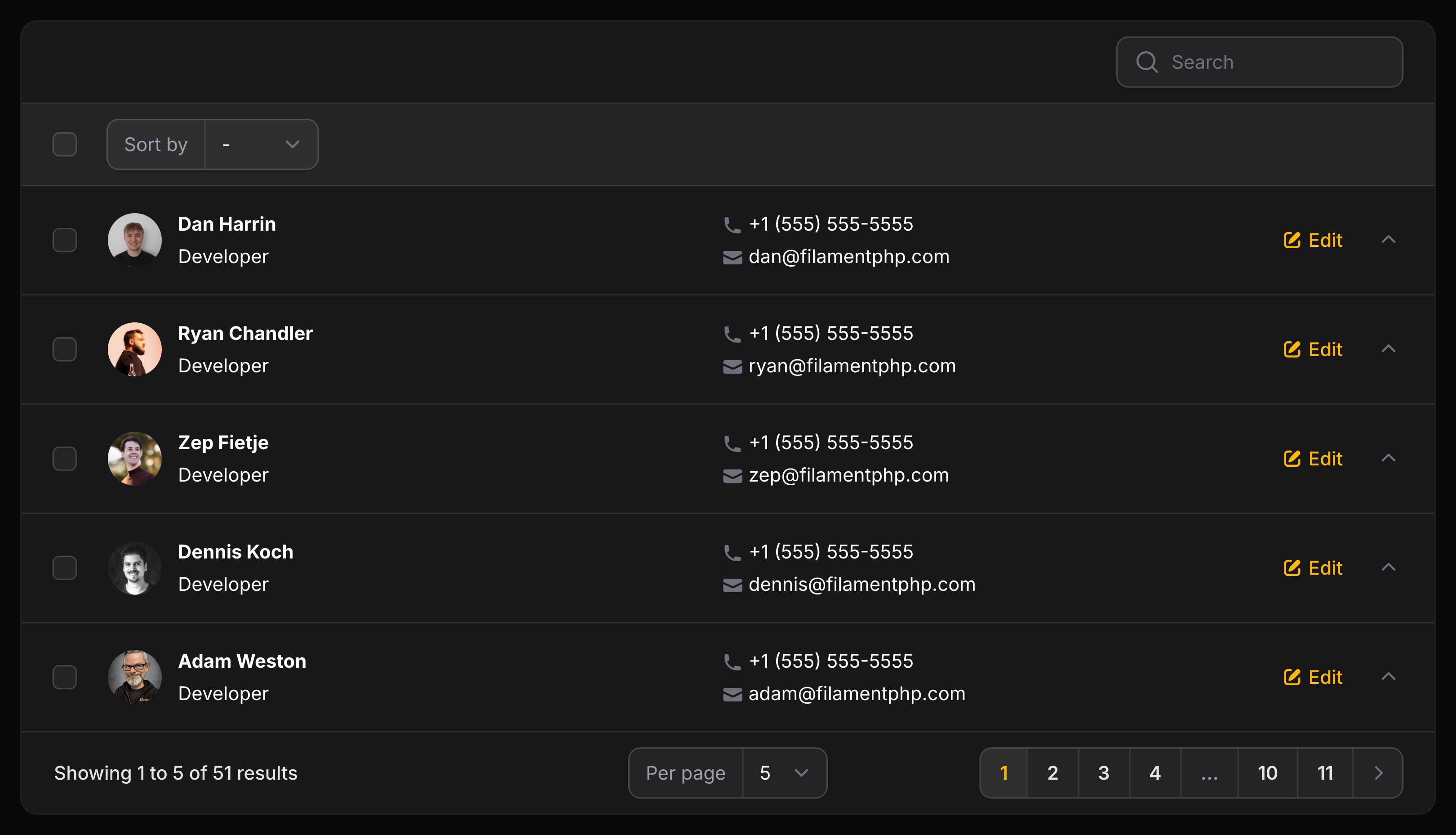 Table with responsive layout