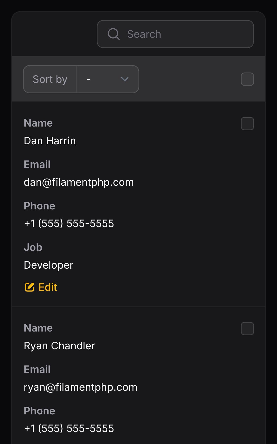 Table with stacked mobile layout on mobile