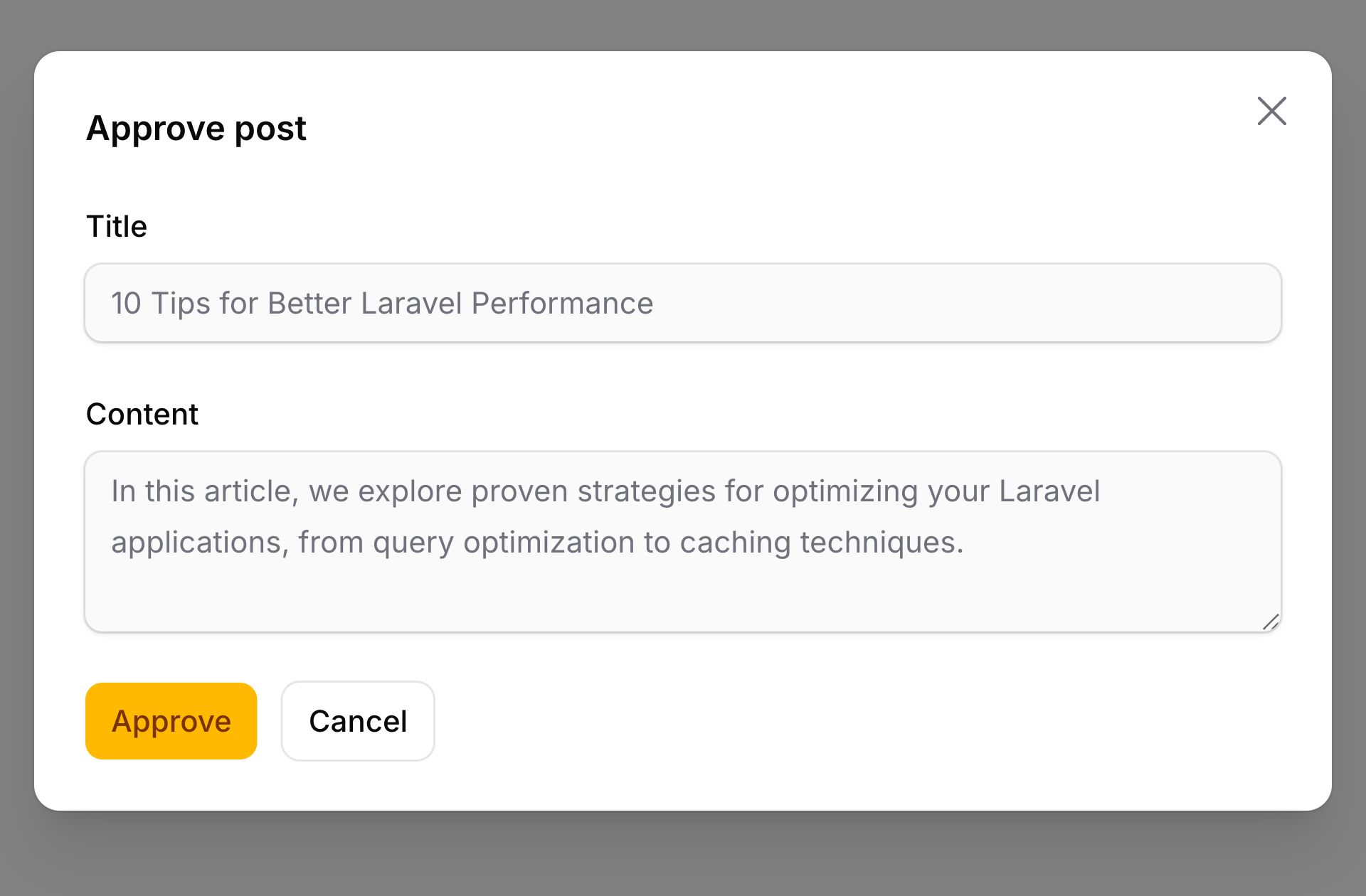 Modal with disabled form fields