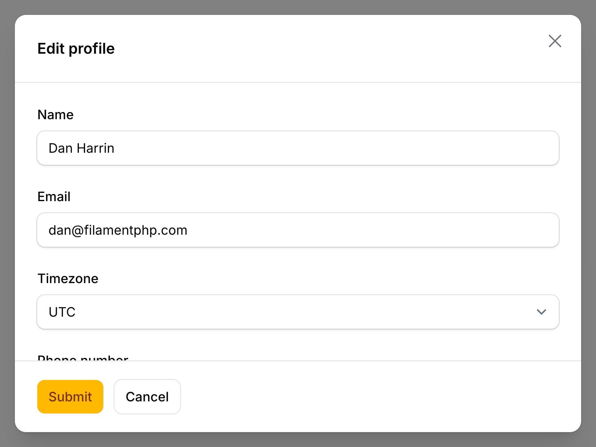 Modal with sticky header and footer