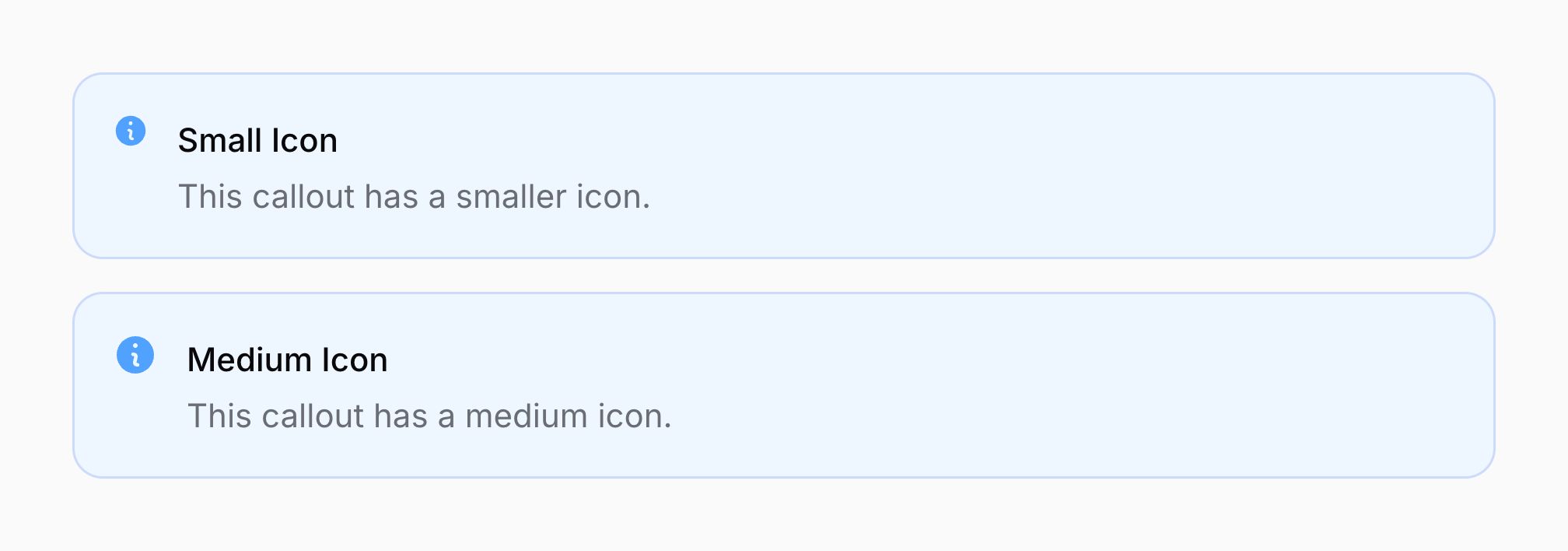 Callouts with different icon sizes
