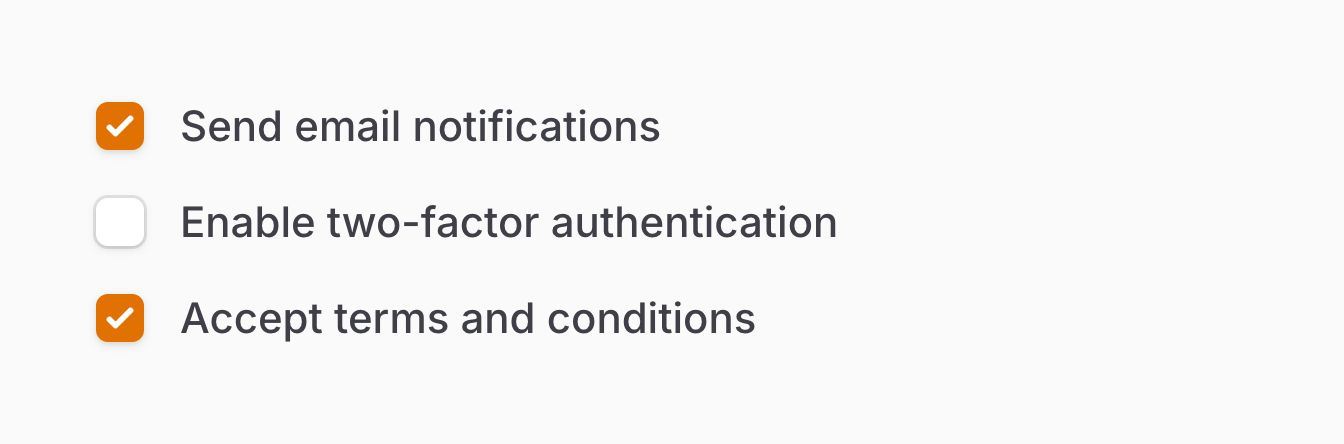 Checkboxes with labels