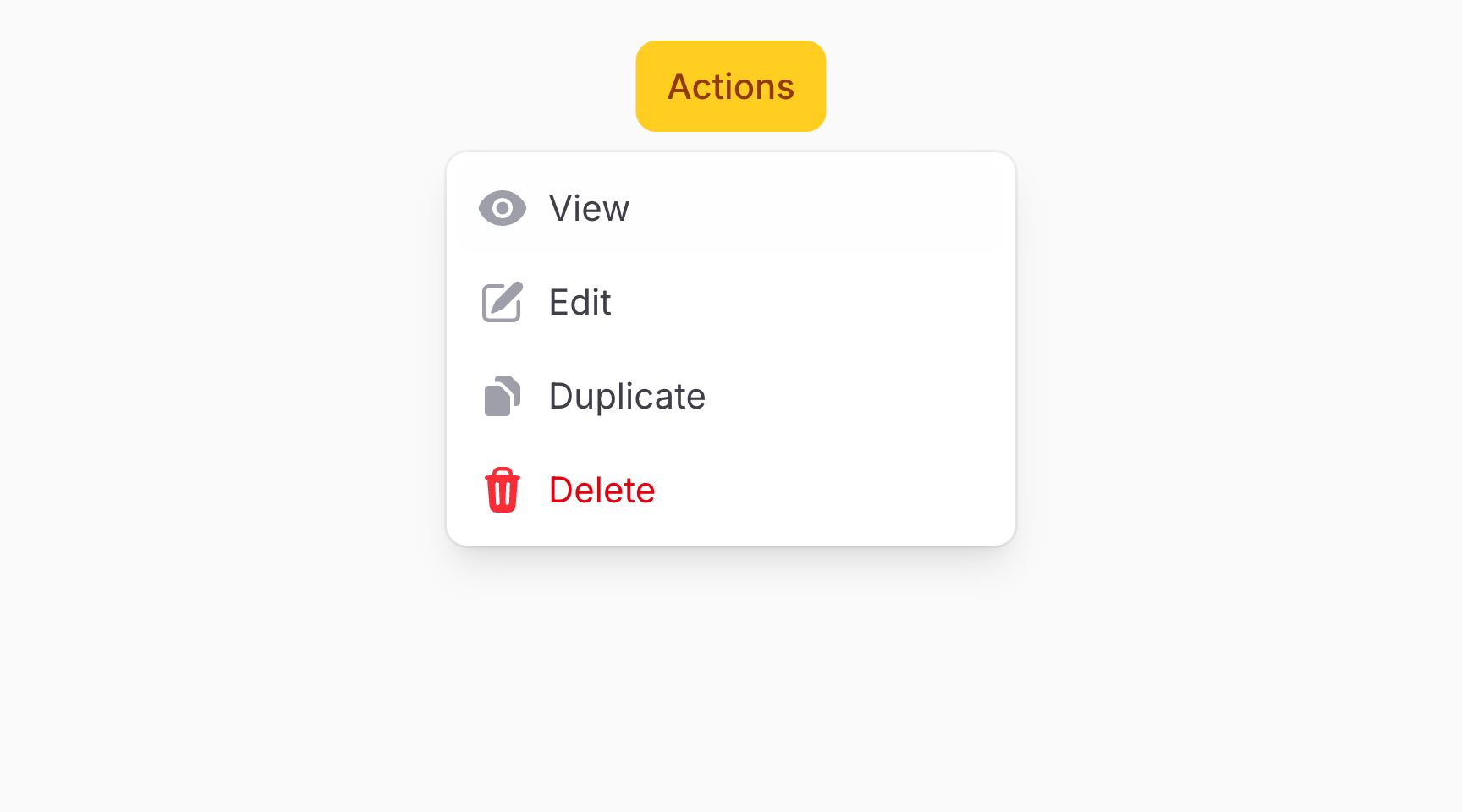 Dropdown items with icons