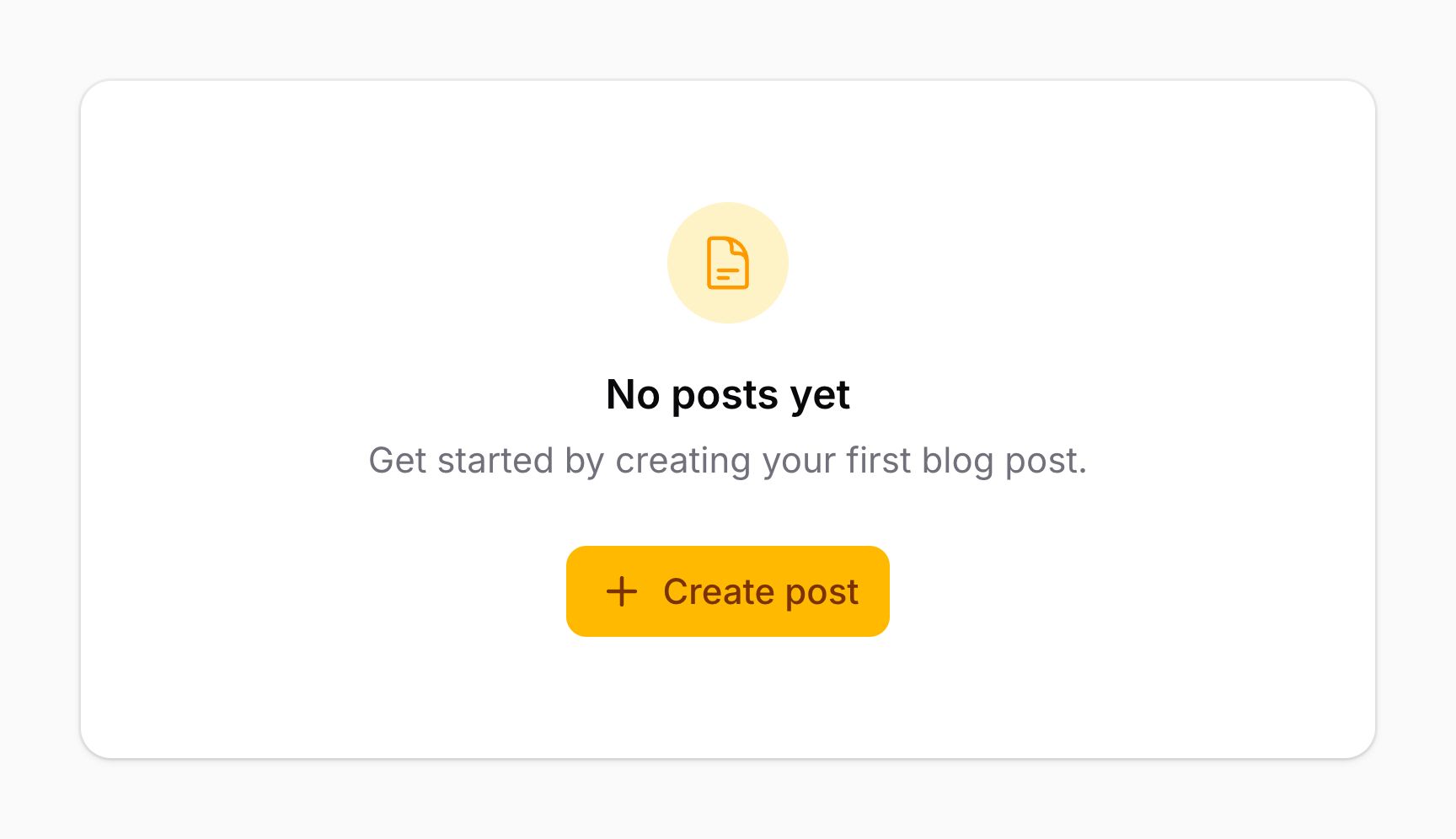 An empty state with footer actions