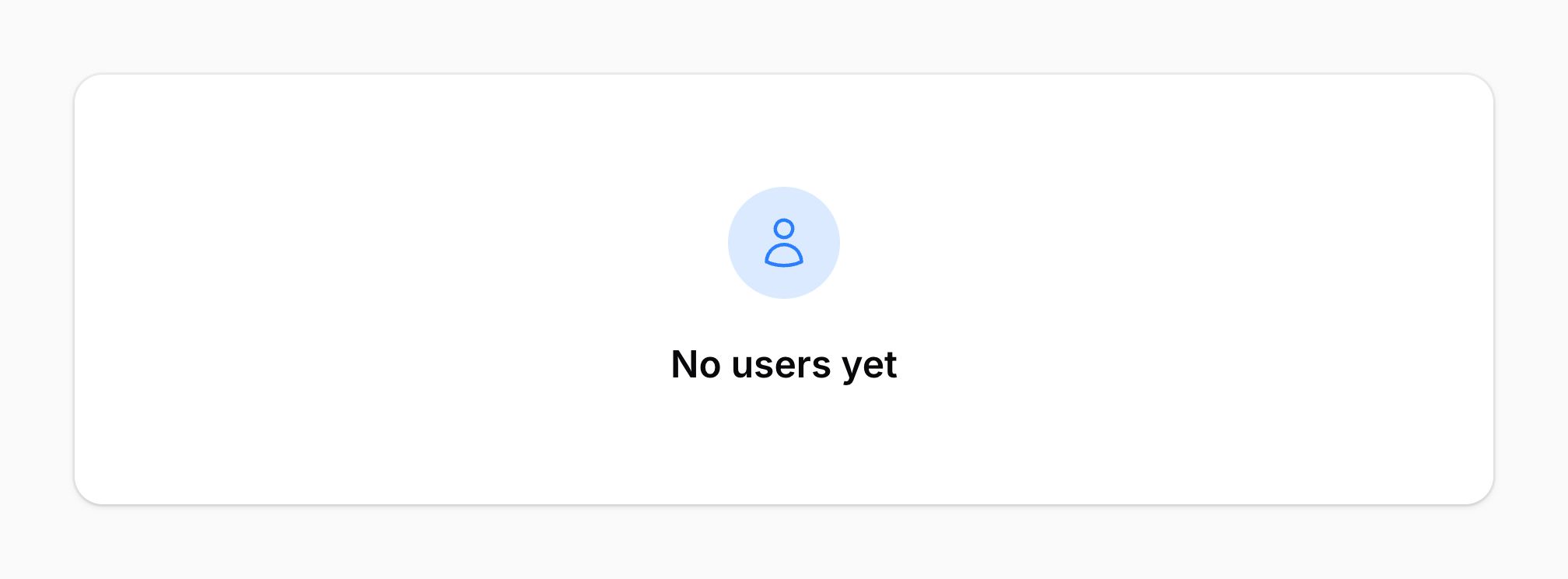 An empty state with a colored icon