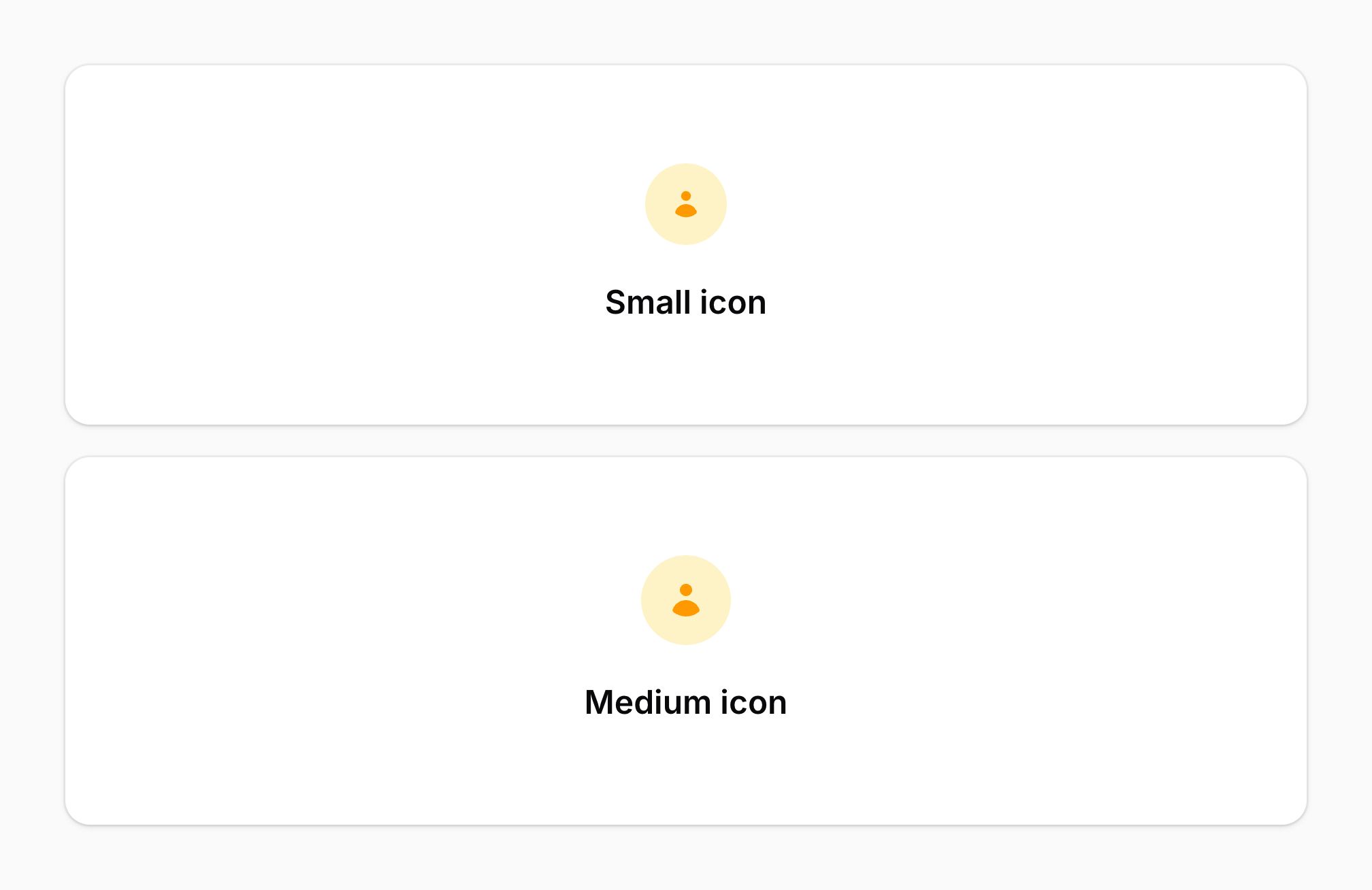 Empty states with different icon sizes