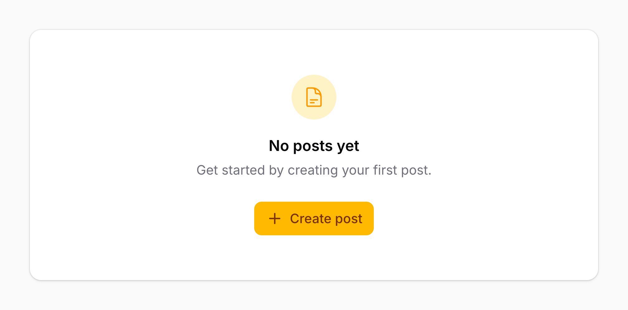 An empty state with icon, description and action button