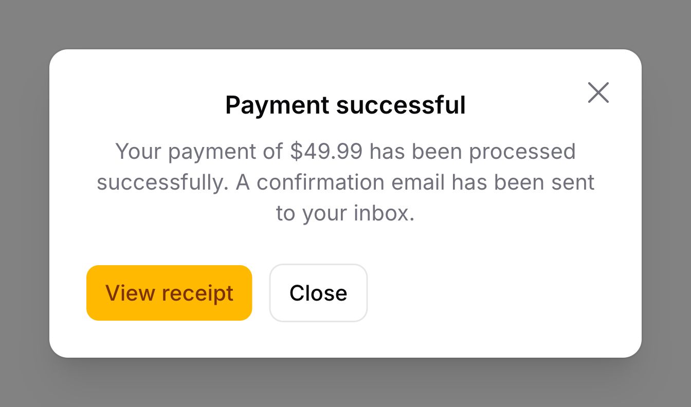 A modal with center-aligned content