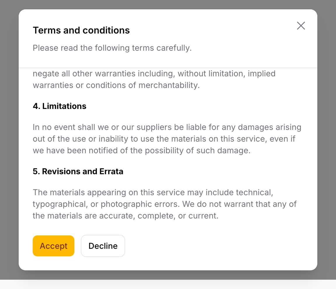 A modal with a sticky header