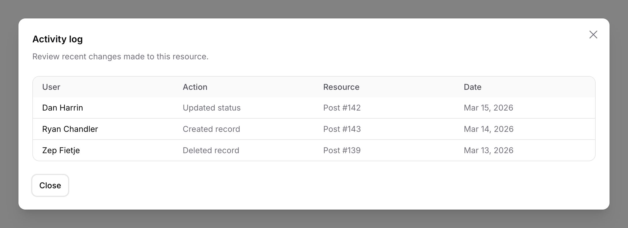A modal with a custom width