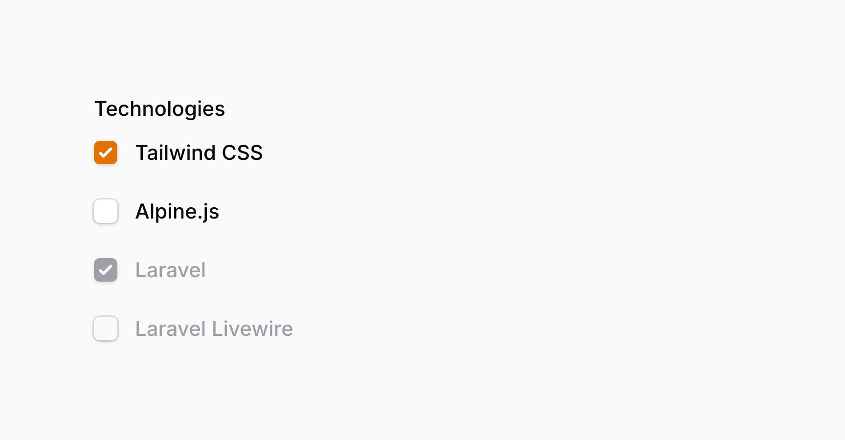 Checkbox list with disabled option