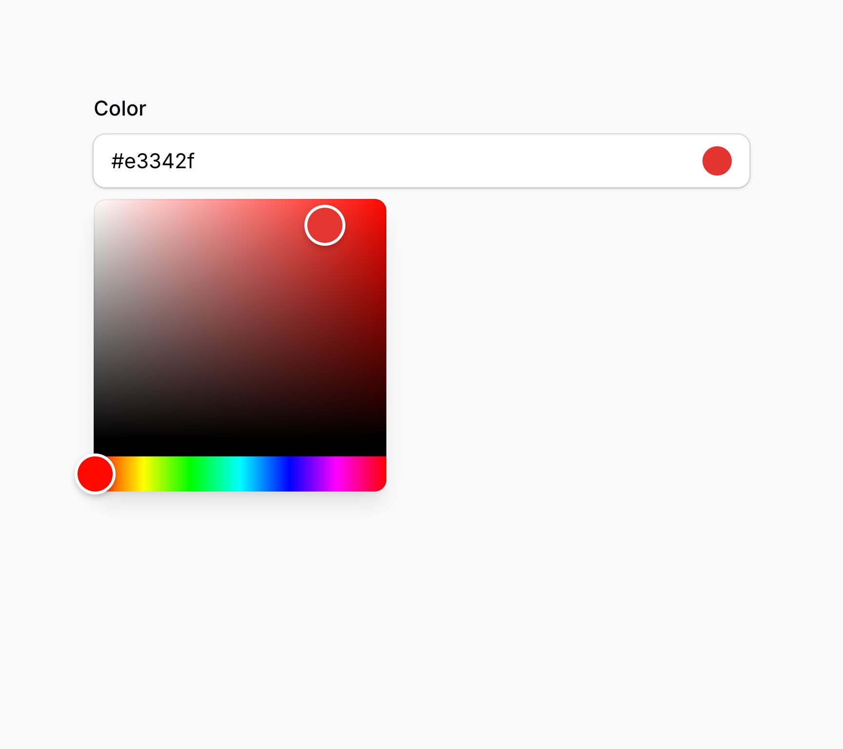 Color picker with panel open
