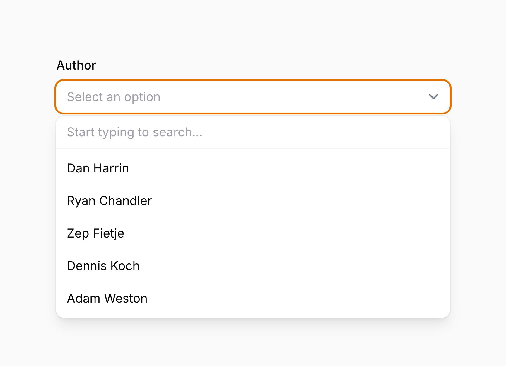Searchable select