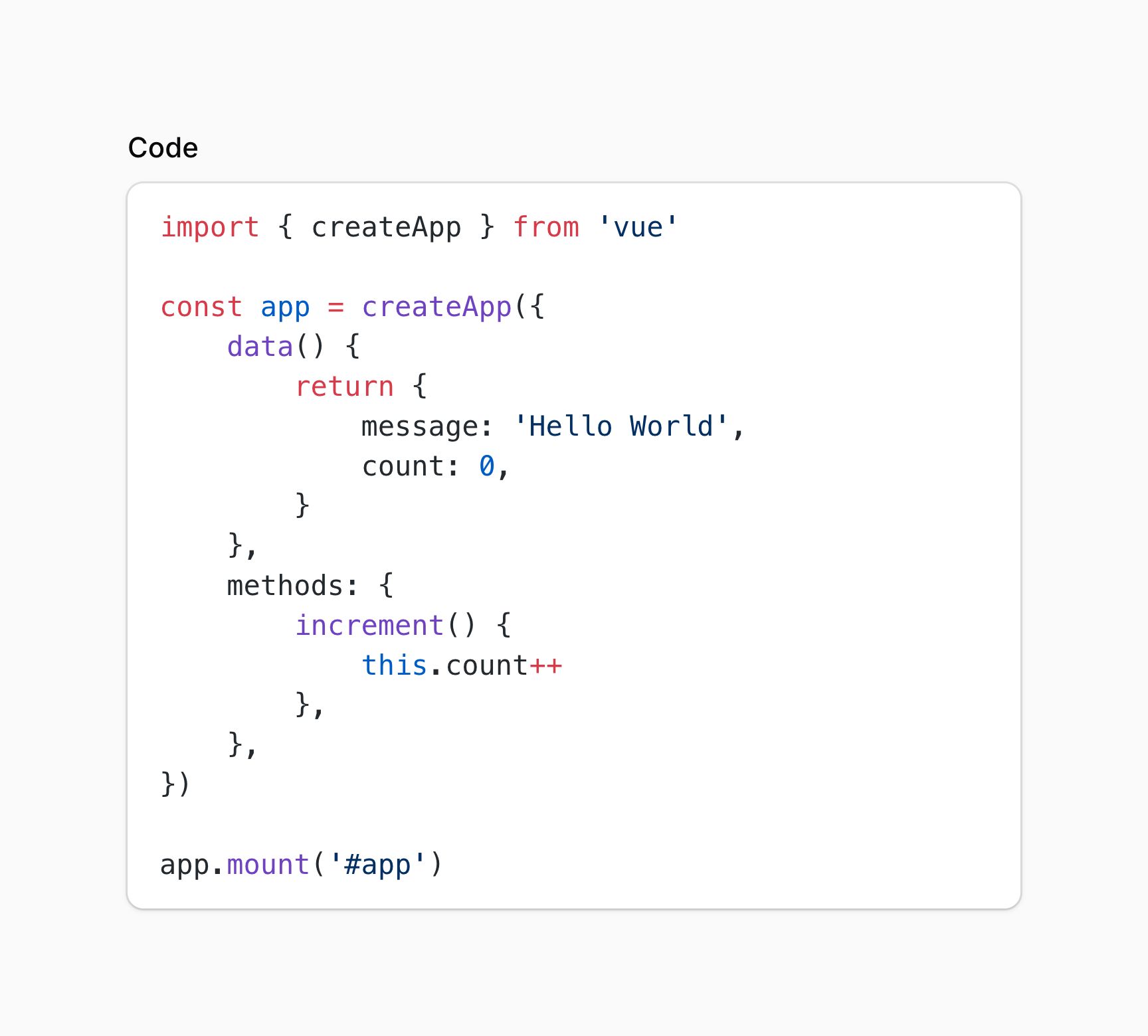 Code entry with JavaScript syntax highlighting