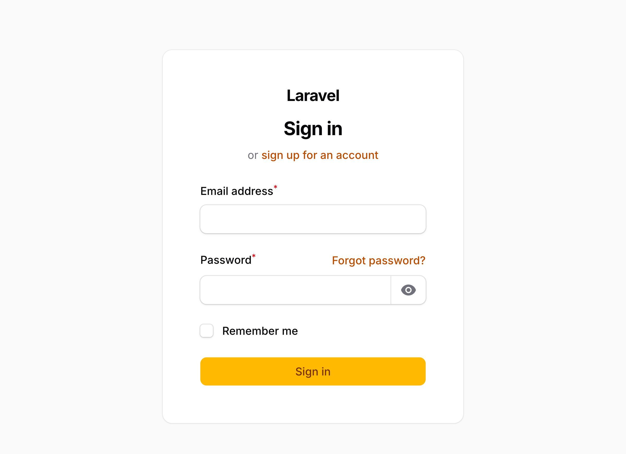 Login page with small max content width