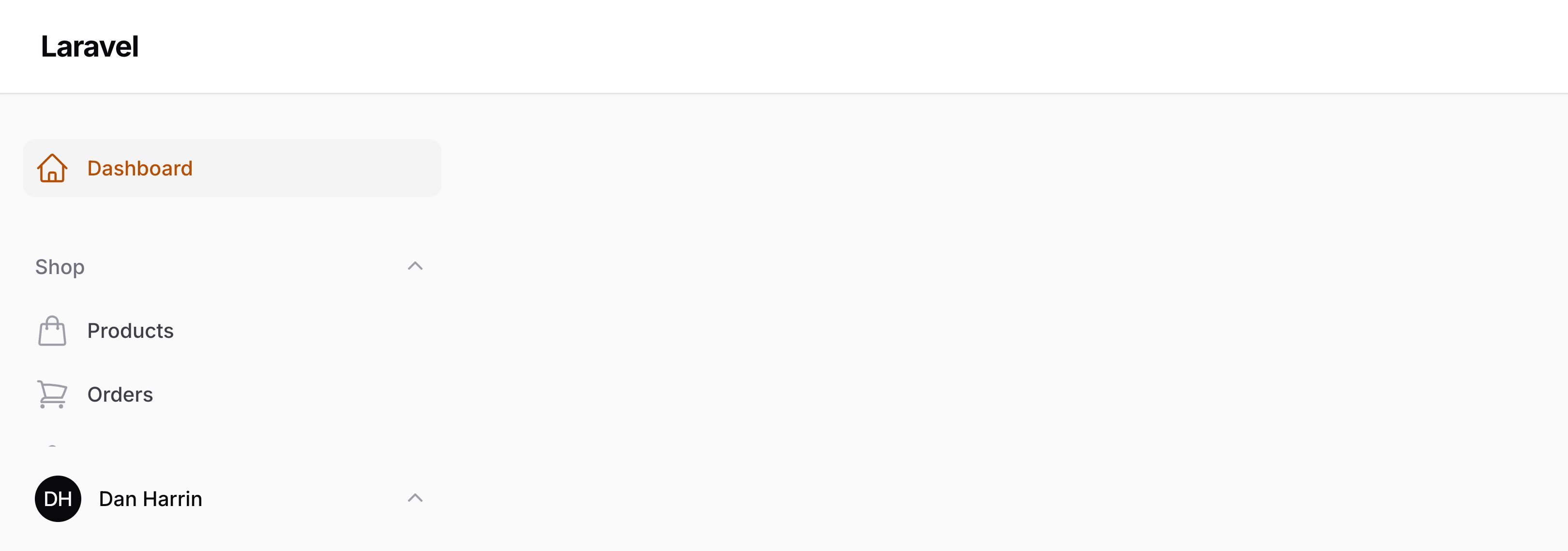 User menu moved to the sidebar