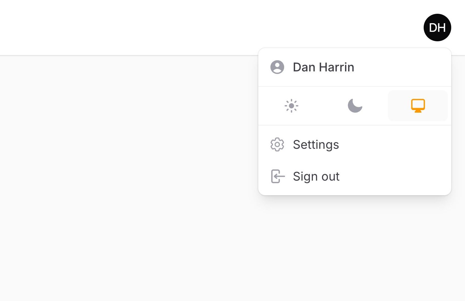 User menu with custom menu item