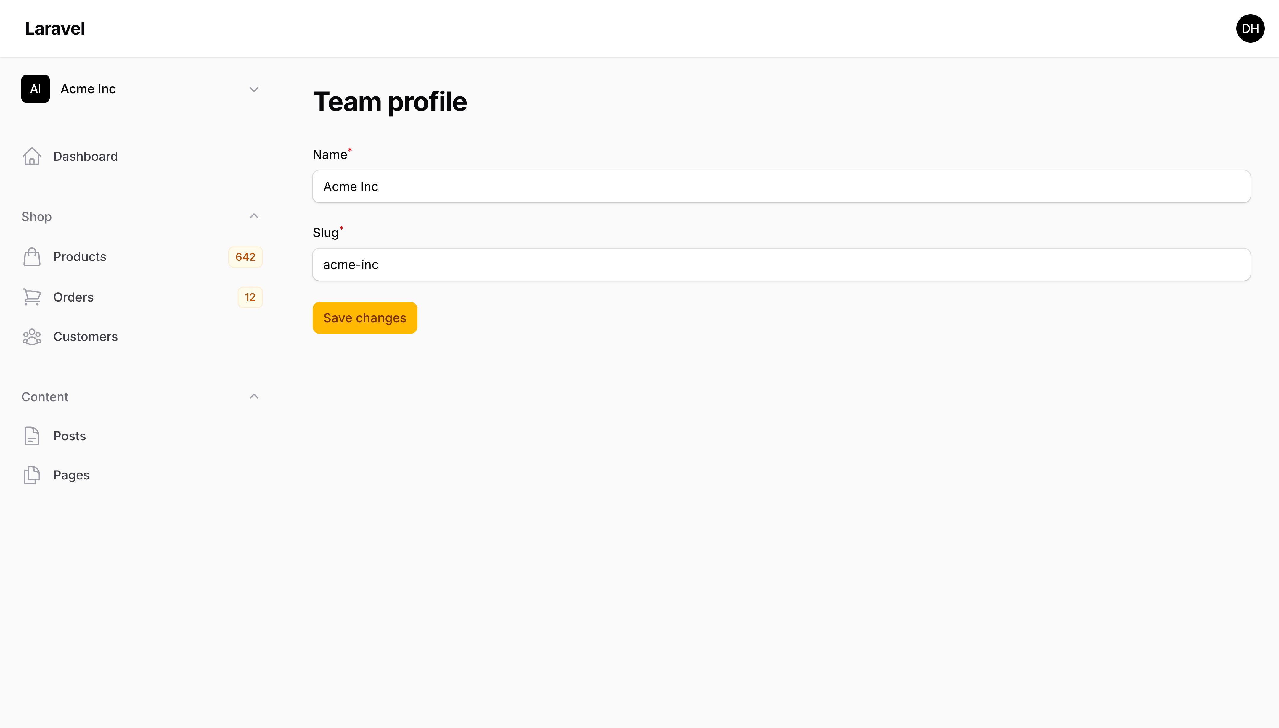 Tenant profile page