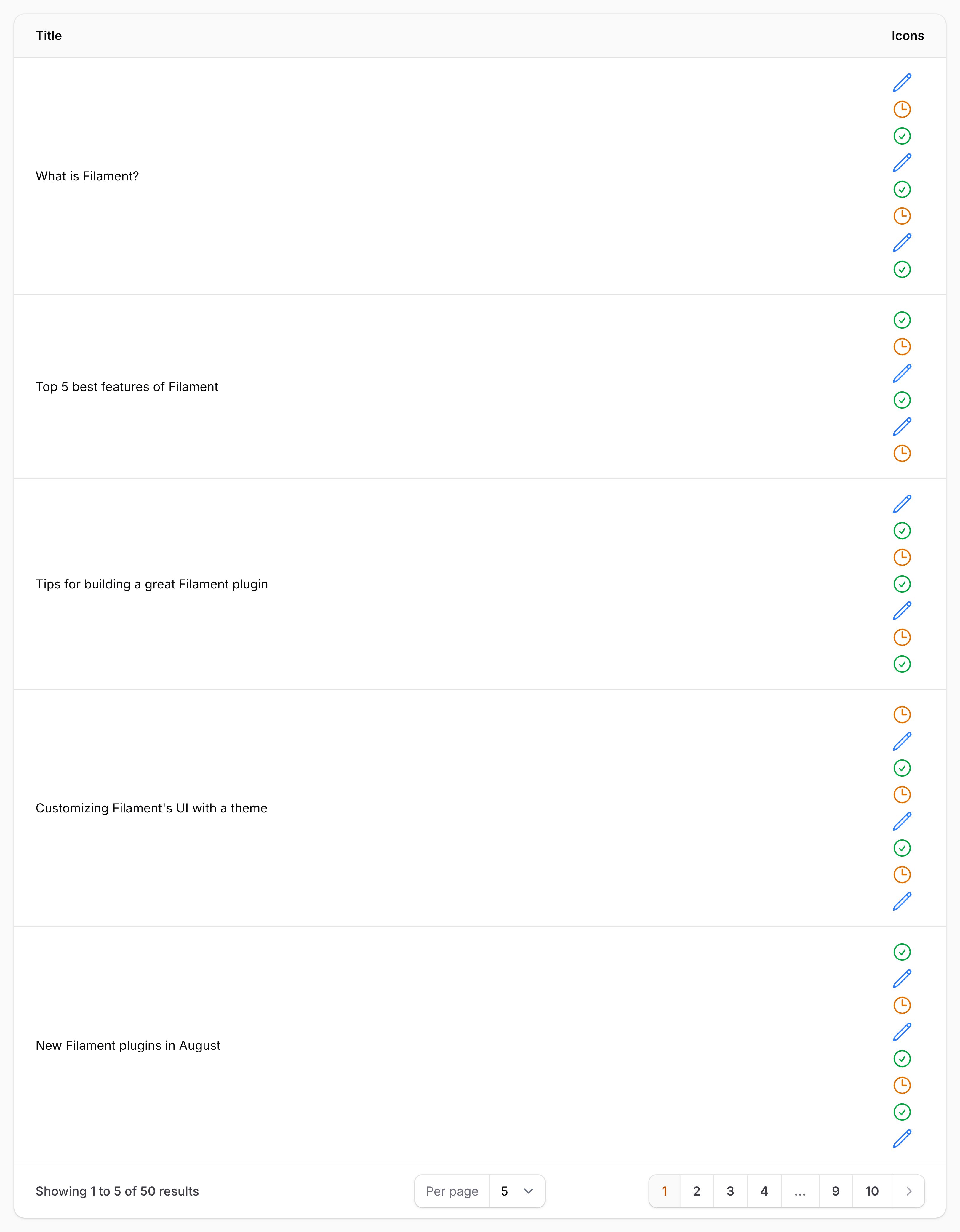 Icon column with wrapping