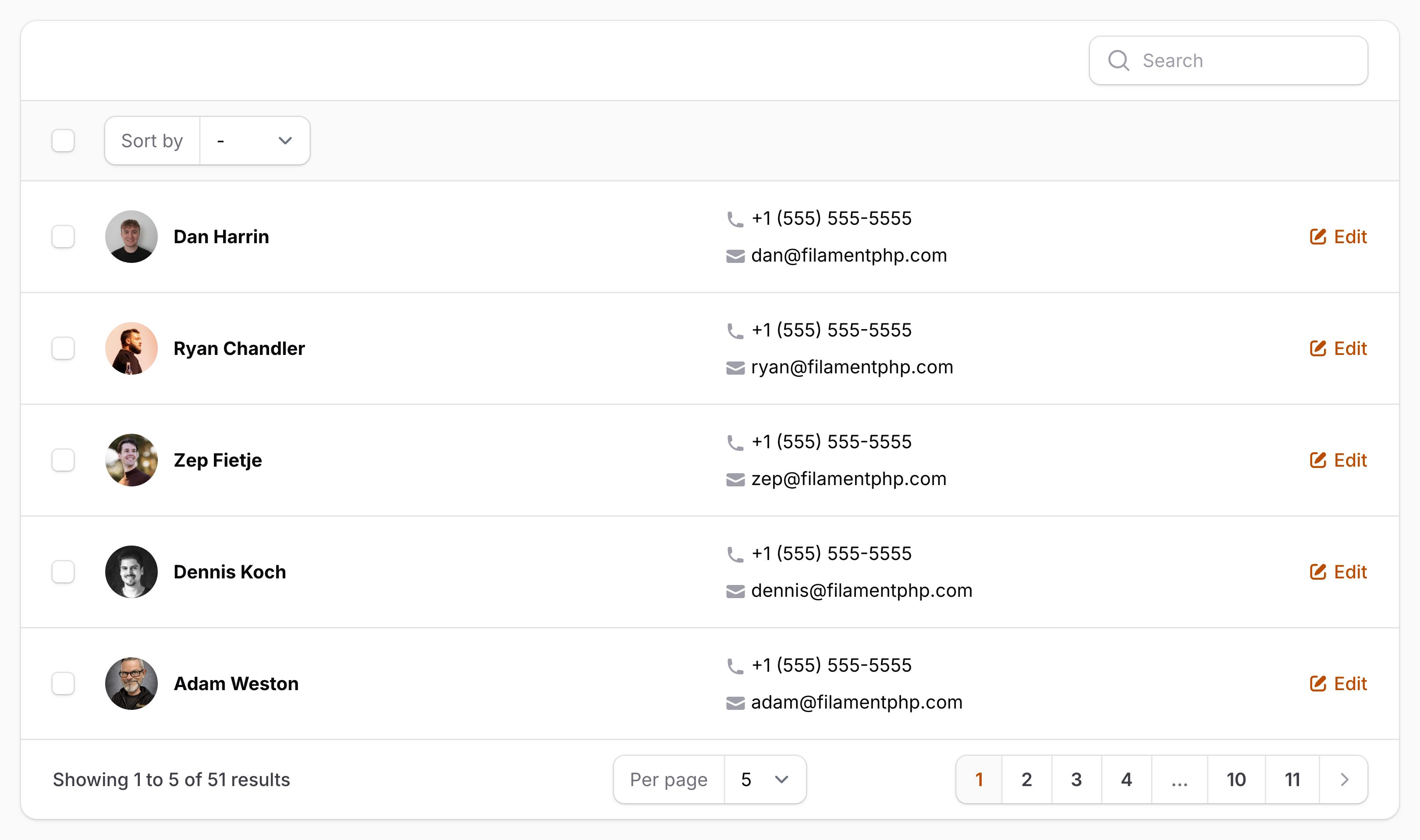 Table with spaced stacked content