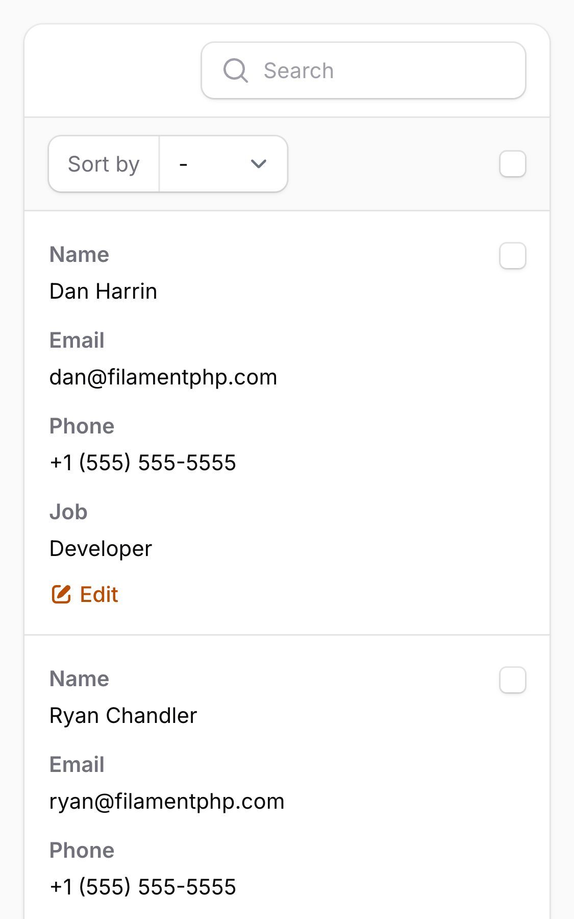 Table with stacked mobile layout on mobile